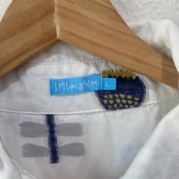 J. McLaughlin Button Down Long Sleeve Floral Print 100% Cotton Shirt Sz L - Picture 4 of 9